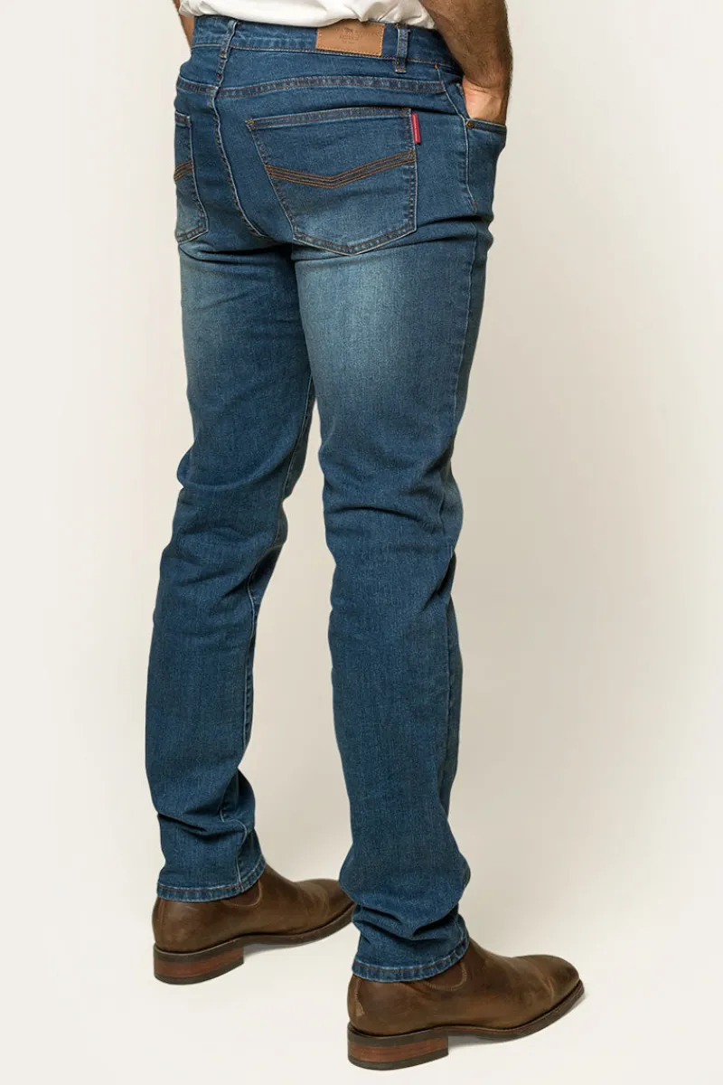 Ringers Western Burke Mens Tapered Slim Leg Jeans - Mid Blue