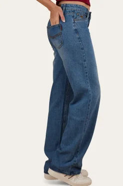New Ringers Western Cammy Low Rise Wide Leg Jean - Light Blue