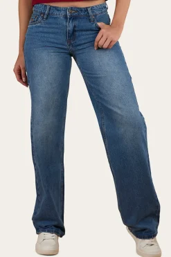 New Ringers Western Cammy Low Rise Wide Leg Jean - Light Blue