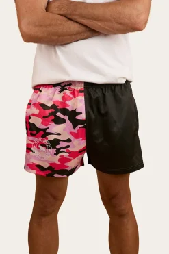 Clearance Ringers Western Camo Footy Shorts - Charcoal / Pink Camo