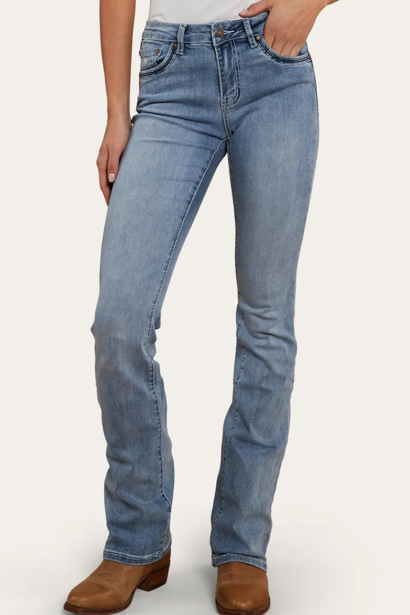 Sale Ringers Western Caroline Rodeo Womens Mid-Rise Bootleg Jeans - Light Blue