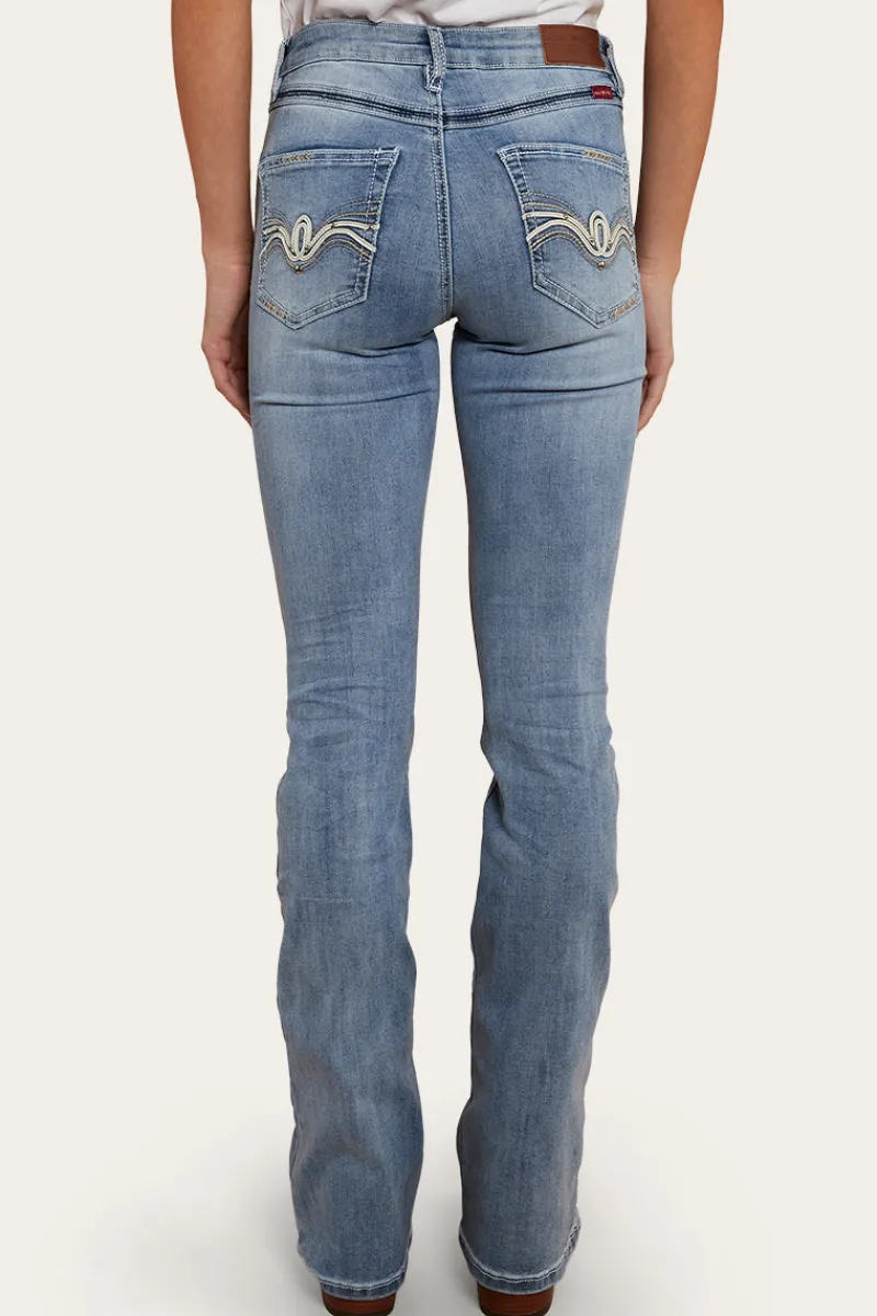 Sale Ringers Western Caroline Rodeo Womens Mid-Rise Bootleg Jeans - Light Blue