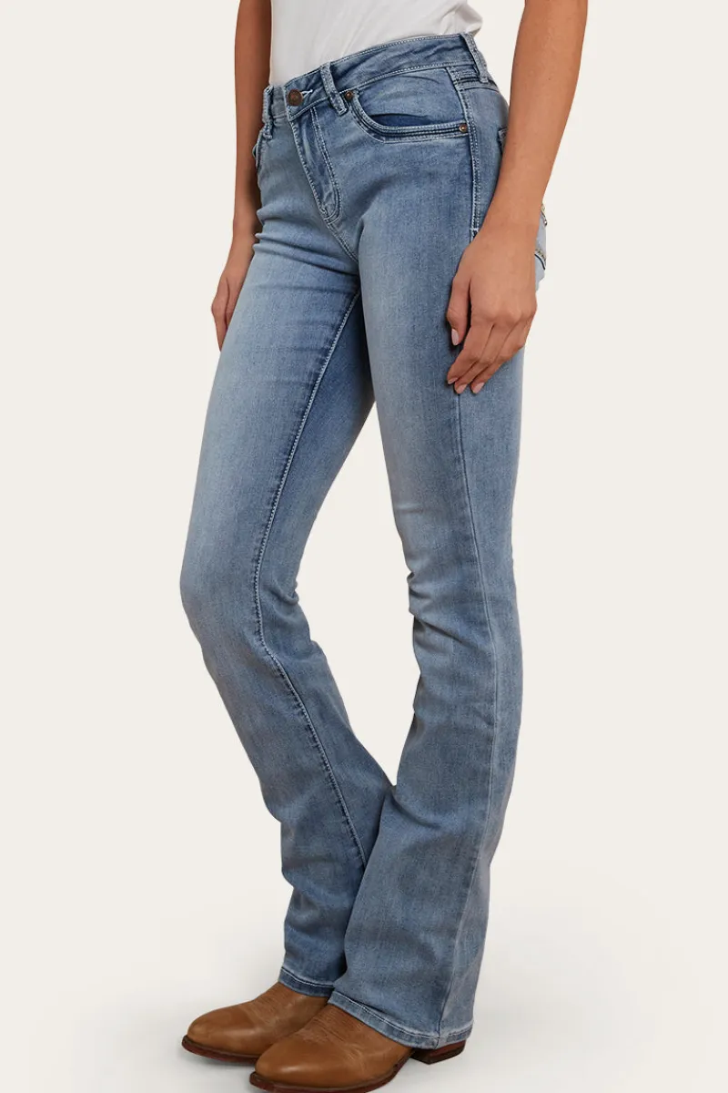 Sale Ringers Western Caroline Rodeo Womens Mid-Rise Bootleg Jeans - Light Blue