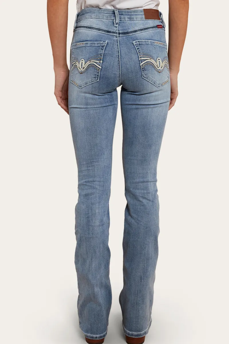 Sale Ringers Western Caroline Rodeo Womens Mid-Rise Bootleg Jeans - Light Blue
