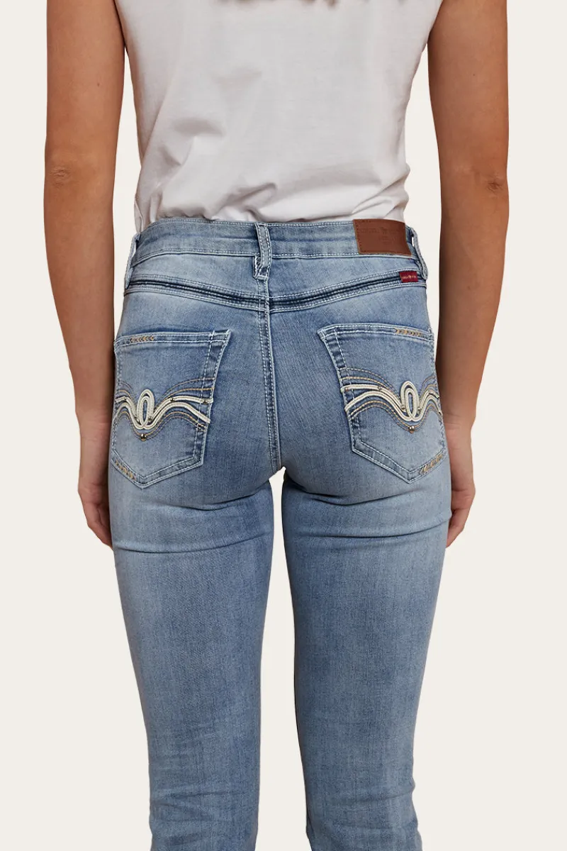 Sale Ringers Western Caroline Rodeo Womens Mid-Rise Bootleg Jeans - Light Blue