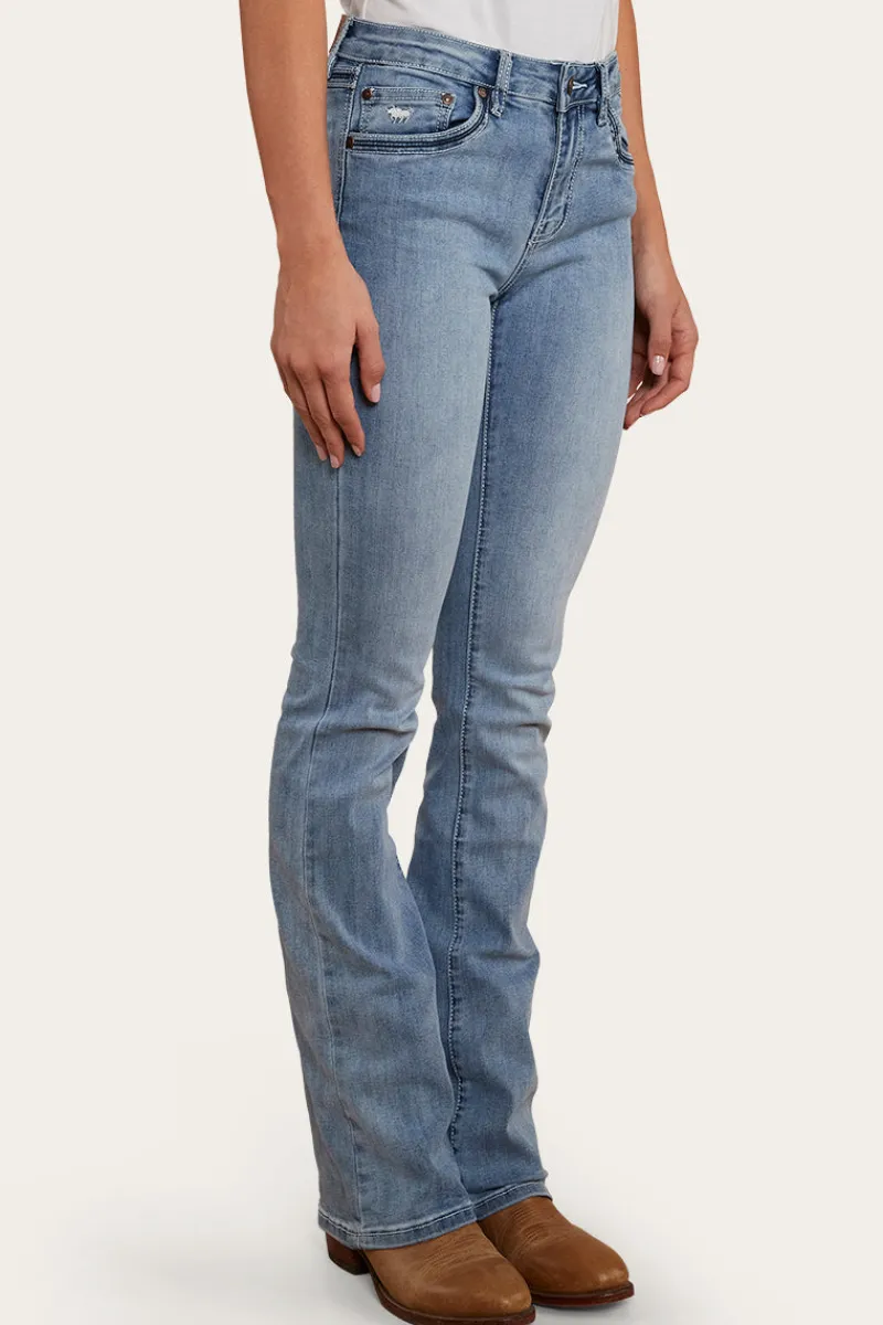 Sale Ringers Western Caroline Rodeo Womens Mid-Rise Bootleg Jeans - Light Blue