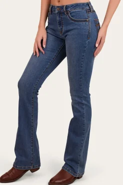 Discount Ringers Western Caroline Womens Mid Rise Bootleg Jean - Mid Wash Blue
