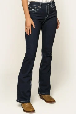 New Ringers Western Caroline Womens Mid-Rise Bootleg Jeans - Indigo Blue