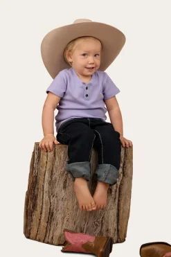 New Ringers Western Casey Kids Rib Henley Top - Violet