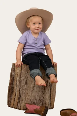 New Ringers Western Casey Kids Rib Henley Top - Violet