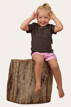 Outlet Ringers Western Casey Kids Rib Henley Top - Charcoal