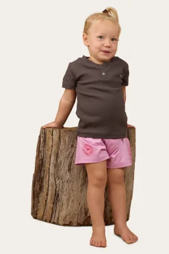 Outlet Ringers Western Casey Kids Rib Henley Top - Charcoal