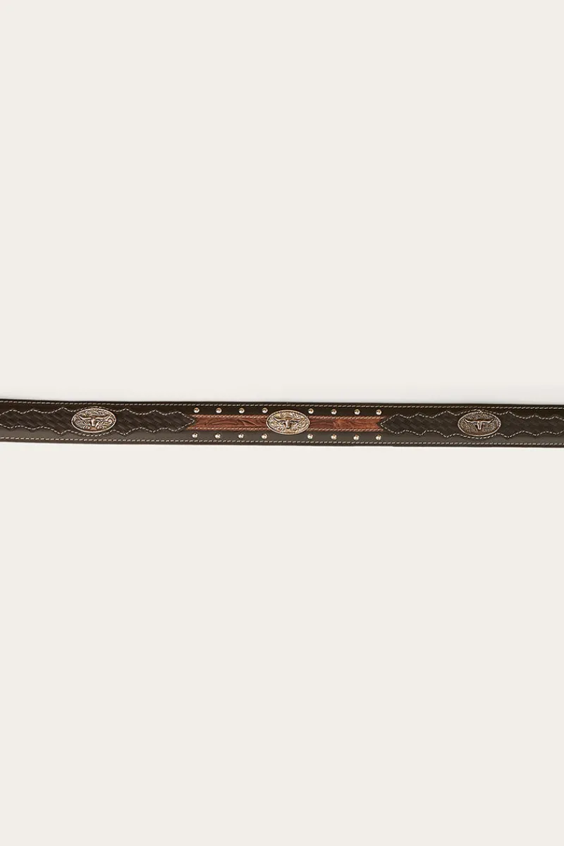 Hot Ringers Western Cattleman Belt - Black / Silver