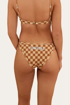 Discount Ringers Western Checkers Womens Hi Cut Bikini Bottom - Toffee