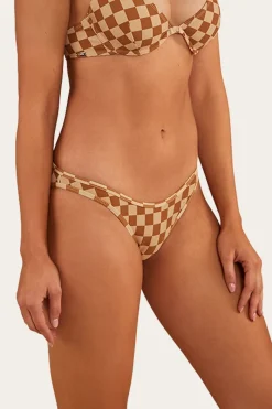 Discount Ringers Western Checkers Womens Hi Cut Bikini Bottom - Toffee