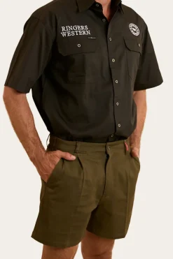 Ringers Western Cloncurry Mens Heavy Weight Work Short - Military Green