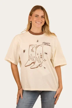 Best Ringers Western Cody Womens Oversized T-Shirt - Bone