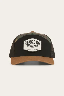 Clearance Ringers Western Country Club 7 Panel Cap - Black / Camo