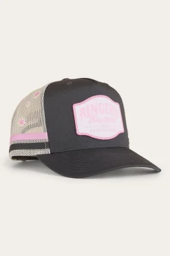 Online Ringers Western Country Club Deep Fit Trucker Cap - Ballet Pink / Charcoal