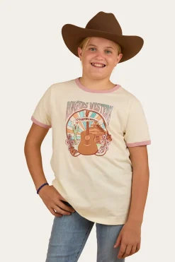 New Ringers Western Country Music Kids Ringer T-Shirt - Bone