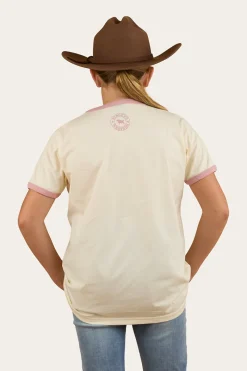 New Ringers Western Country Music Kids Ringer T-Shirt - Bone