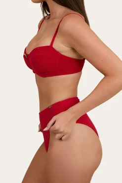 Discount Ringers Western Country Sunset Textured High Waist Bikini Bottom - Red