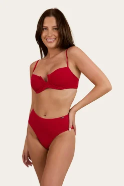 Discount Ringers Western Country Sunset Textured High Waist Bikini Bottom - Red
