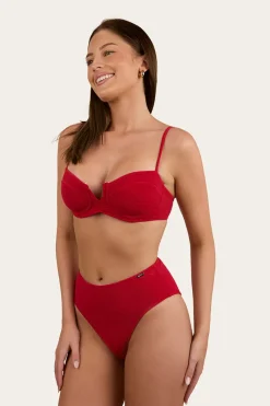 Discount Ringers Western Country Sunset Textured Underwire Bikini Top - Red