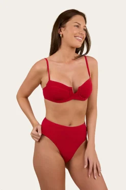 Discount Ringers Western Country Sunset Textured Underwire Bikini Top - Red