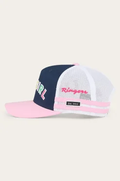 New Ringers Western Cowgirl Kids Trucker Cap - Navy/Pastel Pink