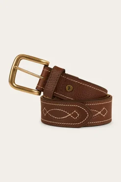 Ringers Western Crossover Belt - Brown / Brass