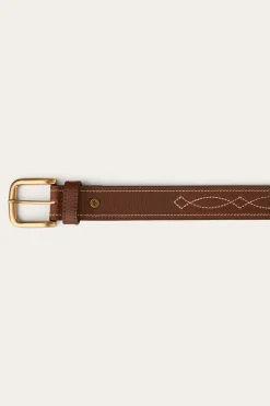 Ringers Western Crossover Belt - Brown / Brass