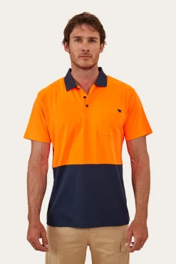 Sale Ringers Western Crossroad Mens Hi-Vis Polo - Neon Orange Red