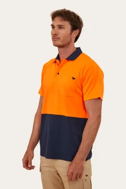 Sale Ringers Western Crossroad Mens Hi-Vis Polo - Neon Orange Red