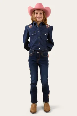 Best Ringers Western Dahlia Kids Denim Western Shirt - Classic Blue