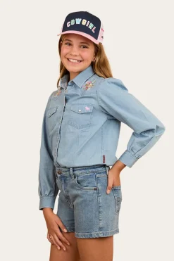 Clearance Ringers Western Dahlia Kids Denim Western Shirt - Light Blue