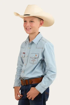 Best Ringers Western Darby Kids Denim Western Shirt - Vintage Light Blue