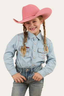 Best Ringers Western Darby Kids Denim Western Shirt - Vintage Light Blue