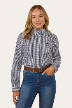 Clearance Ringers Western Davidson Womens Gingham Dress Shirt - Navy