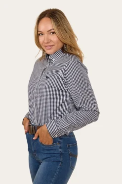 Clearance Ringers Western Davidson Womens Gingham Dress Shirt - Navy