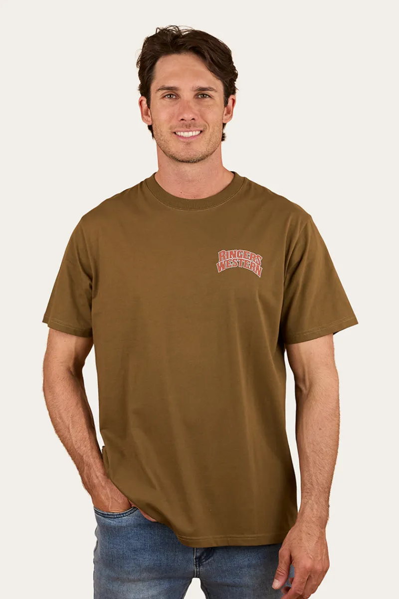 Ringers Western Do No Harm Take No Bull Mens Loose Fit T-Shirt - Military Green