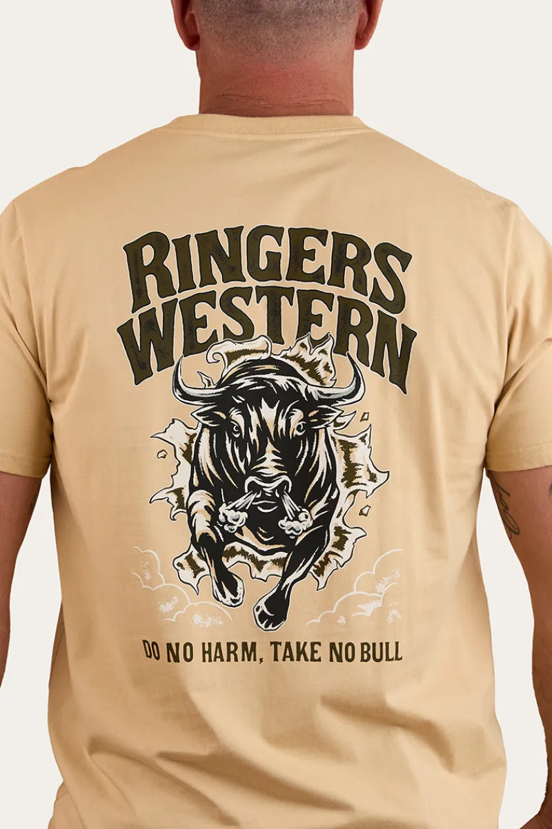 Online Ringers Western Do No Harm Take No Bull Mens Loose Fit T Shirt - Dark Sand