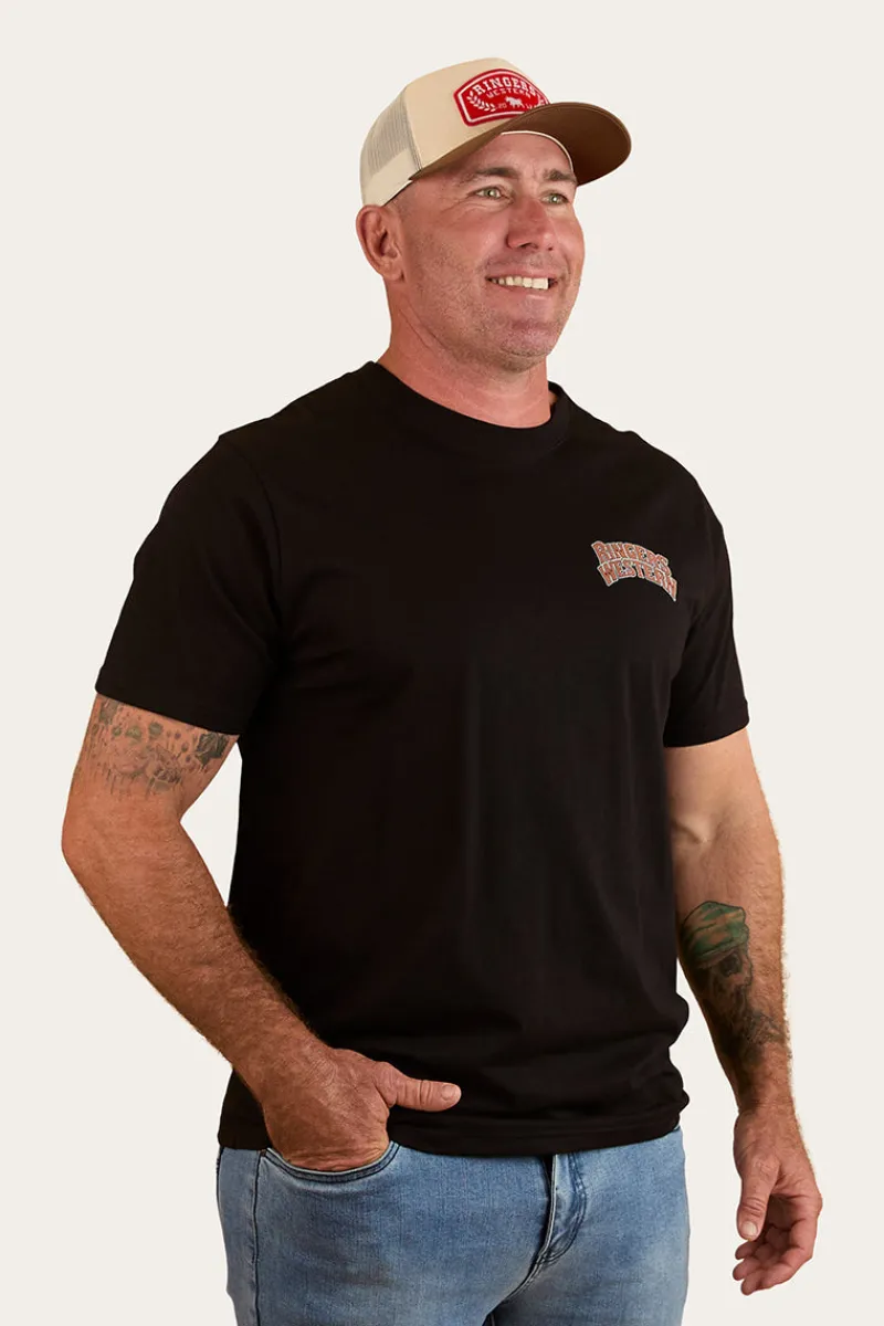 New Ringers Western Do No Harm Take No Bull Mens Loose Fit T-Shirt - Black