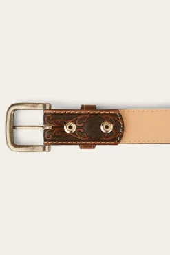 Ringers Western Eldorado Belt - Brown / Silver