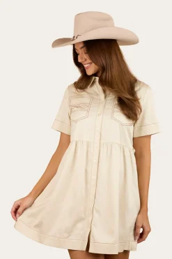 Online Ringers Western Eloise Womens Shirt Dress - Off White