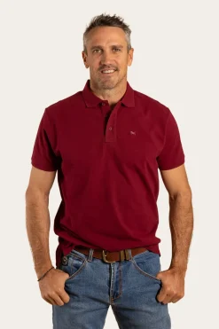 Outlet Ringers Western Essential Mens Polo - Burgundy