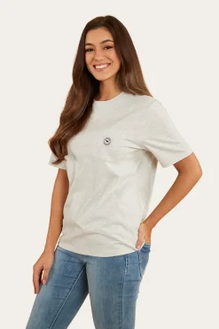 Outlet Ringers Western Esther Womens Loose Fit T-Shirt - Light Grey Marle