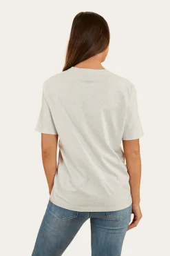 Outlet Ringers Western Esther Womens Loose Fit T-Shirt - Light Grey Marle