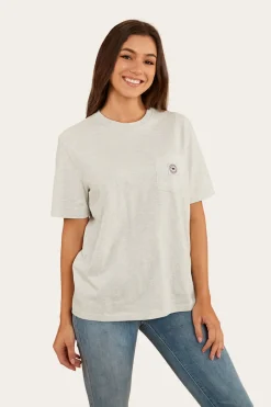 Outlet Ringers Western Esther Womens Loose Fit T-Shirt - Light Grey Marle