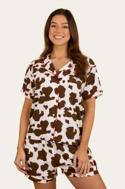 New Ringers Western Evadale Womens Short Pyjama Set - White / Chocolate